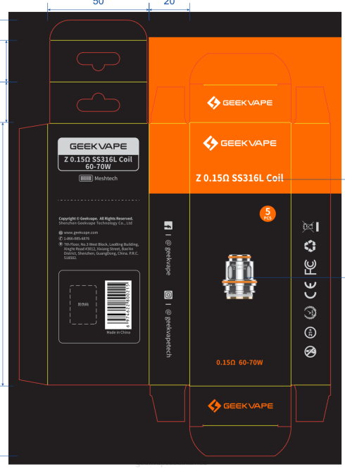 GeekVape 5pcs/Pack Z Series Coil Z0.15 OHM 4N8N3 GeekVape Cape Town